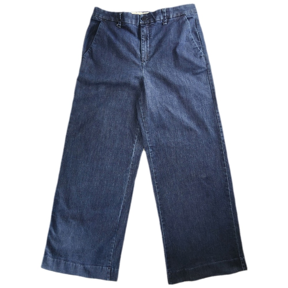 A New Day Womens Wide Leg Crop Jeans Size 14 Blue Stretch Denim Flare